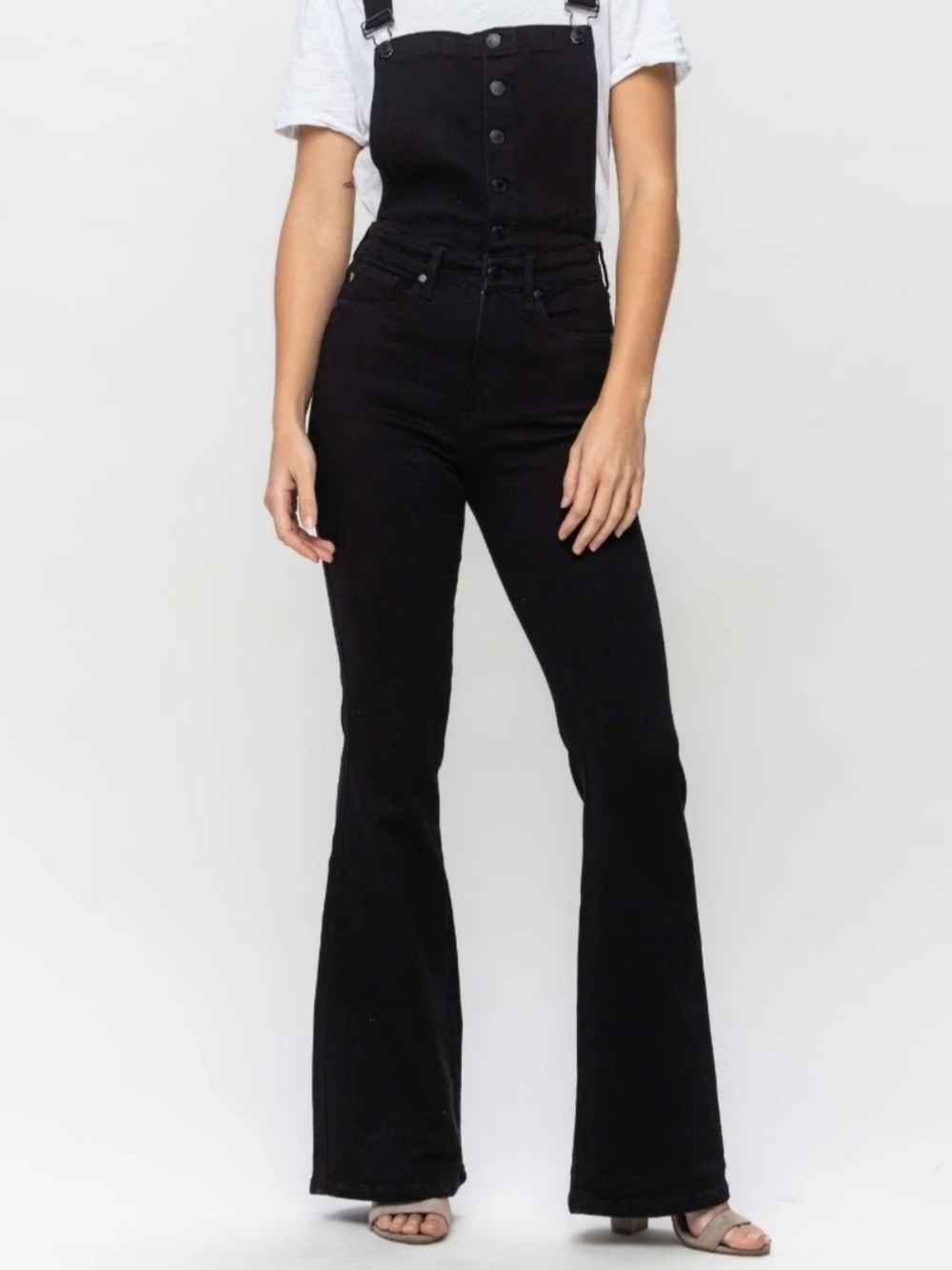 Judy Blue NWT Black High Waist Retro Flare Tummy Control Overalls Medium